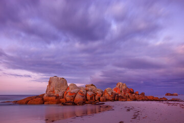 Beautiful ,autumn, sunset over Picnic Rocks. Mount William National Park. Part of the Bay of Fires...