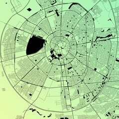 Irbil, Arbil, Iraq - Urban vector city map with parks, rail and roads, highways, minimalist town plan design poster, city center, downtown, transit network, street blueprint