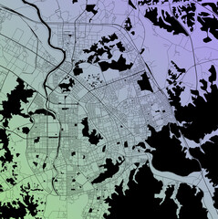 Jeonju, Jeollabuk-do, South Korea - Urban vector city map with parks, rail and roads, highways, minimalist town plan design poster, city center, downtown, transit network, street blueprint