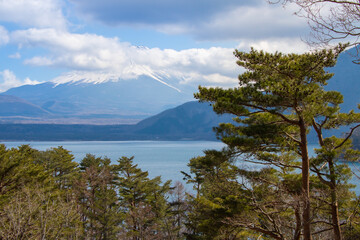 Mt Fuji with beautiful lake in Yamanashi, Japan