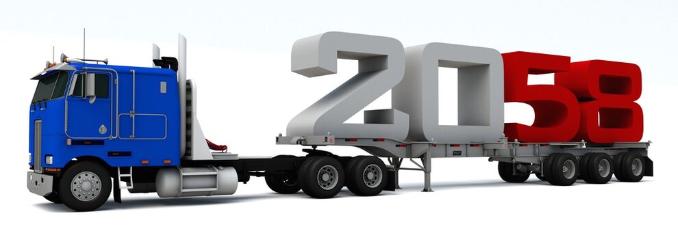 3D illustration of truck transportation with the number 2058