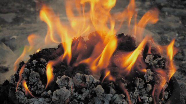 Ceremonial puya fire in Himalaya temple.