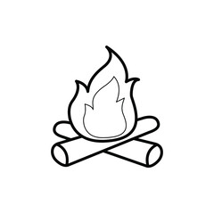 Linear vector image campfire fire campfire sketch printable black and white picture
