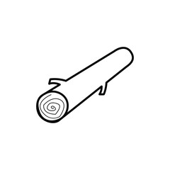 Linear vector image wooden log log for camping and travel sketch printable black and white picture