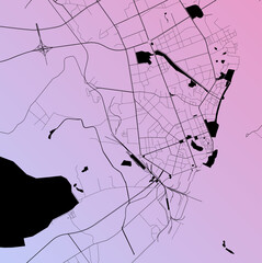 Zhanjiang, Guangdong, China - Urban vector city map with parks, rail and roads, highways, minimalist town plan design poster, city center, downtown, transit network, street blueprint