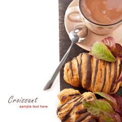 Morning coffee with chocolate croissant