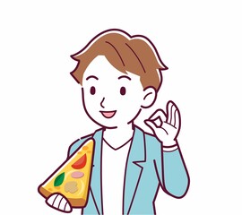 Fototapeta na wymiar ピザを食べる人