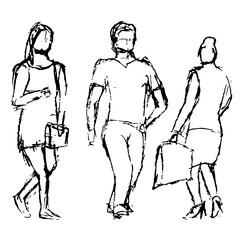 Collection of people outline figurines drawing