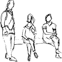 Collection of people outline figurines drawing