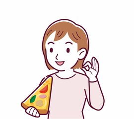 Obraz premium ピザを食べる人