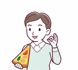 ピザを食べる人