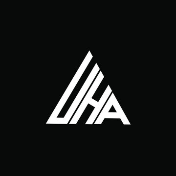 U H A letter logo vector design on black color background. uha icon