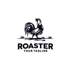 Black and White Rooster Logo Design Vector Illustration Template Idea
