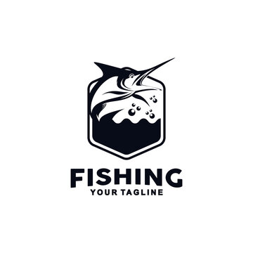 Badge Fishing Logo Design Vector Illustration Template Idea