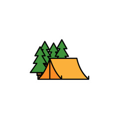 tent in the forest icon. Signs and symbols can be used for web, logo, mobile app, UI, UX