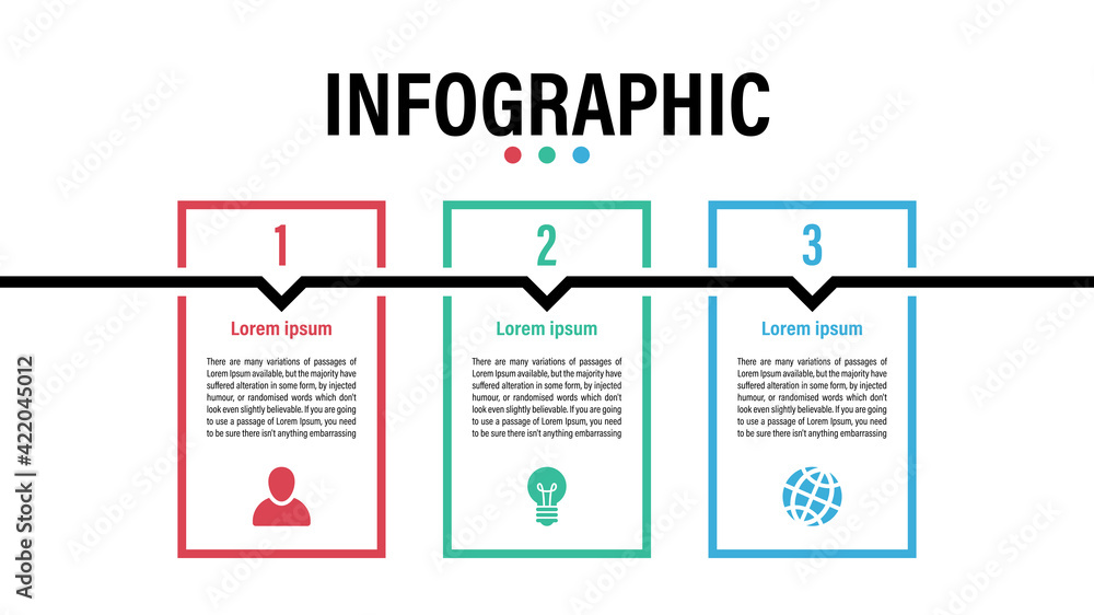 Wall mural infographic design template with business concept vector illustration with 3 steps or options or pro