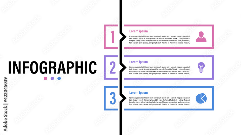 Wall mural infographic design template with business concept vector illustration with 3 steps or options or pro
