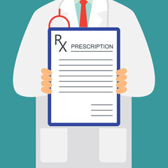 prescription from doctor for healthcare and medical concepts. vector illustration