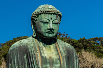 Giant Buddha statue of Kamakura, one of the three biggest sitting Buddhas in Japan