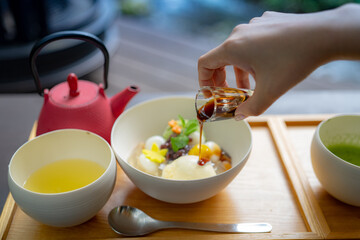 静岡のカフェで食べる和菓子とお茶
