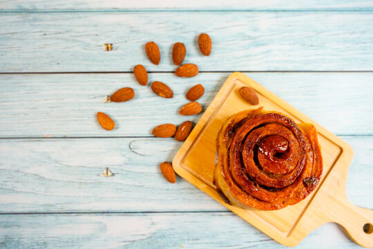 Top View Cinnamon Roll On Table