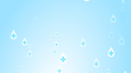 Medical health cross white on blue sanitizer drop pattern background. Abstract healthcare clean and Hygiene concept.