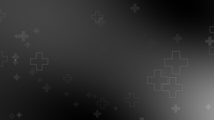 Medical health cross neon light shapes pattern on black background. Abstract healthcare with coronavirus infected deaths case concept.