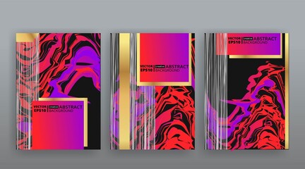 Abstract page templates set, retro wave creative hipster, neon and gradient colors.