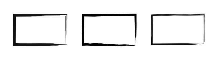 Grunge rectangular frame, blank frame. Set of hand drawn rectangle. Vector illustration on white background