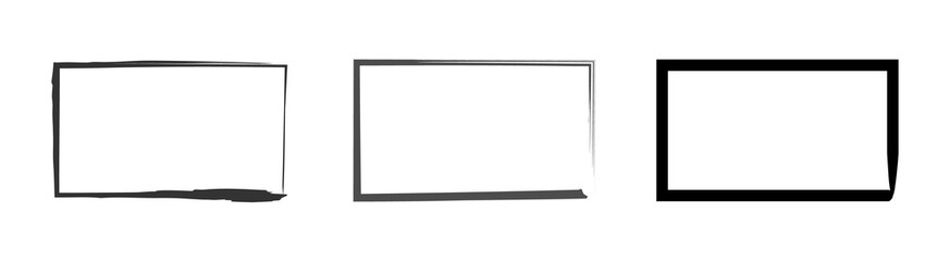 Grunge rectangular frame, blank frame. Set of hand drawn rectangle. Vector illustration on white background