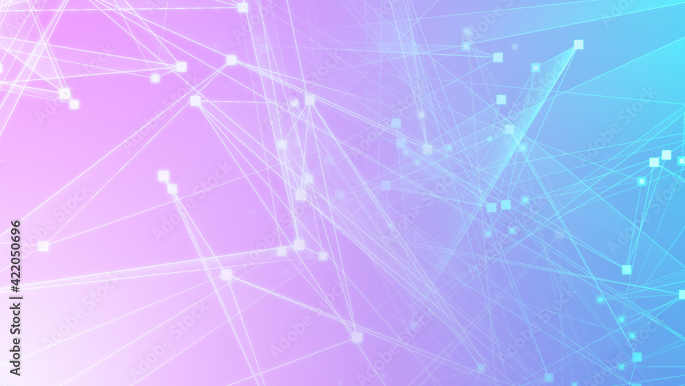 Poster abstract pink blue polygon tech network with connect technology background. abstract dots and lines 