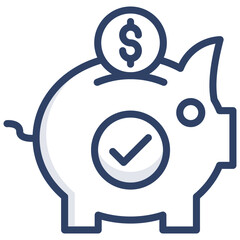 Dollar with piggy bank, icon of savings