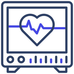 Heartbeat inside monitor depicting ecg monitor icon