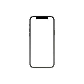 Mockup of a mobile smartphone on a white background with a blank screen. Vector illustration on white background.