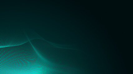 Dot green wave light screen gradient texture background. Abstract  technology big data digital background. 3d rendering.