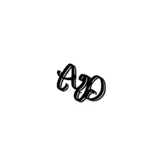 Initial AD handwritten monogram and elegant logo design