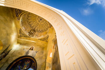 Public cathedral coptic egyptian church at the sky background © romaset