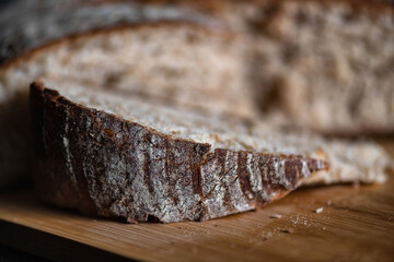 Delicious mouth-watering organic rye bread baked at home.