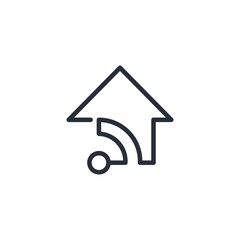 Mobile office. Vector linear icon illustration isolated on white background.