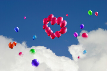 Bunte Luftballon für Feierlichkeiten, Himmel, Wolken