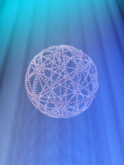 molecular sphere in blue light rays