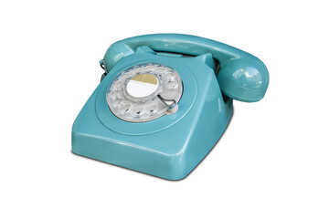 Turquoise rotary dial seventies telephone