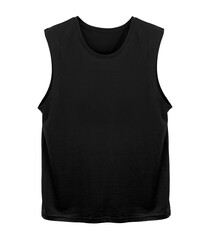 Blank muscle tank top color black front view on white background
