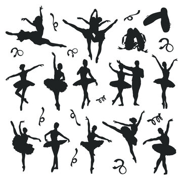 Ballet Dance Silhouette Vector Clip Art. Illustration People Beauty Dance Design Icons.