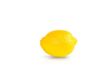 Yellow lemon on a white background isolated with shadow and reflection. Citrus fruit, vitamin C.