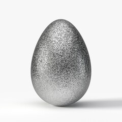 glittering silver easter egg. 3d illustration, ilsolated on white. suitable for holiday, easter and game themes.