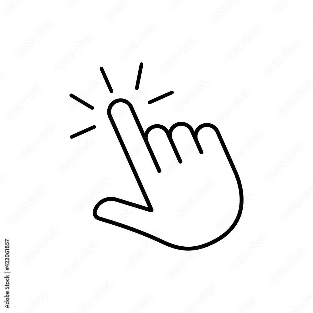 Poster click finger outline icon . hand touching of cursor. choose pointer symbol for website, app. tap sig