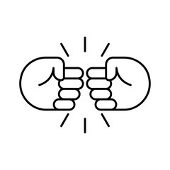 Fist bump line icon. Bro fist bump or power five pound outline style for apps and websites. Hand brother respect, impact, and handshake. Vector illustration on white background.