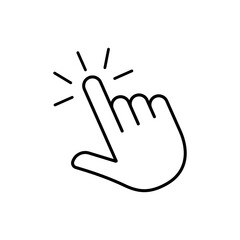 Click finger outline icon . Hand touching of cursor. Choose pointer symbol for website, app. Tap sign. Touch gesture icon on isolated background. vector