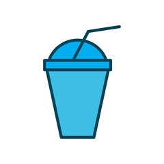 Milkshake lineal color icon on white background. Editable stroke. Design template vector